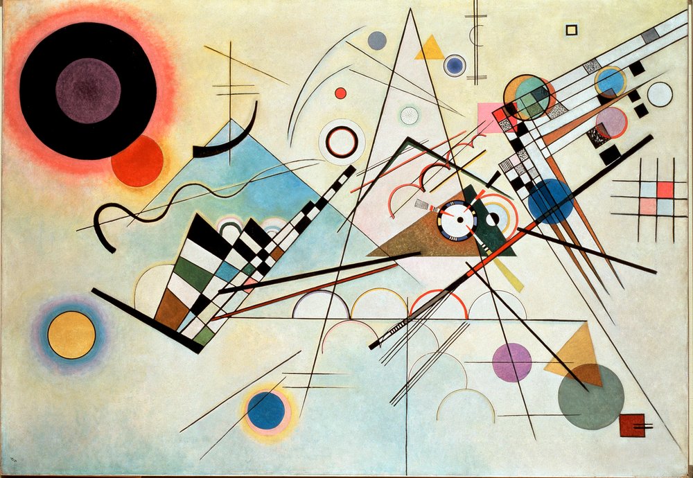 Kompozice VIII. Obraz Vasilije Kandinského (nebo Wassily Kandinski či Kandinskij, 1866-1944). 1915 Slunce. 201x140 cm New York, Guggenheimovo muzeum od Wassily Kandinsky