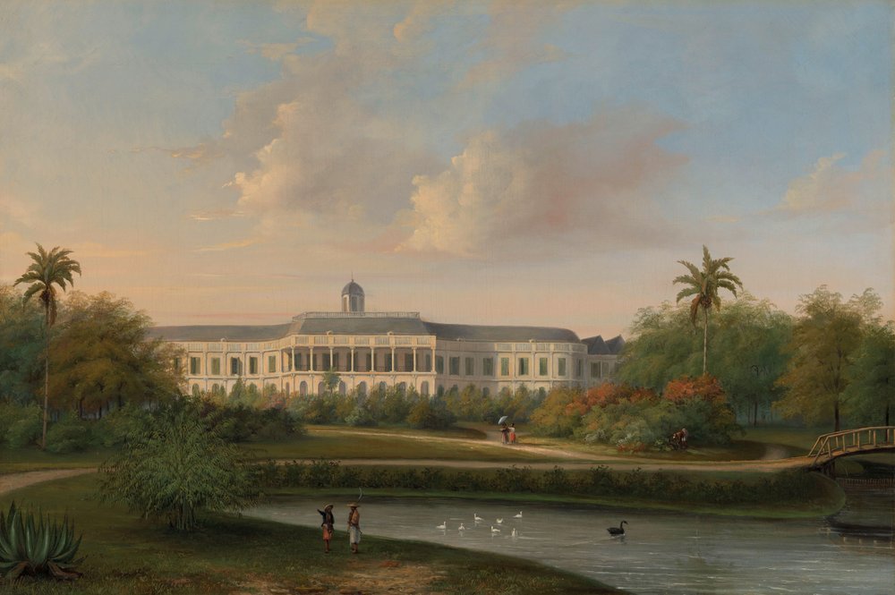 Pohled zezadu na palác Buitenzorg před zemětřesením 10. října 1834 od Willem Troost (II)