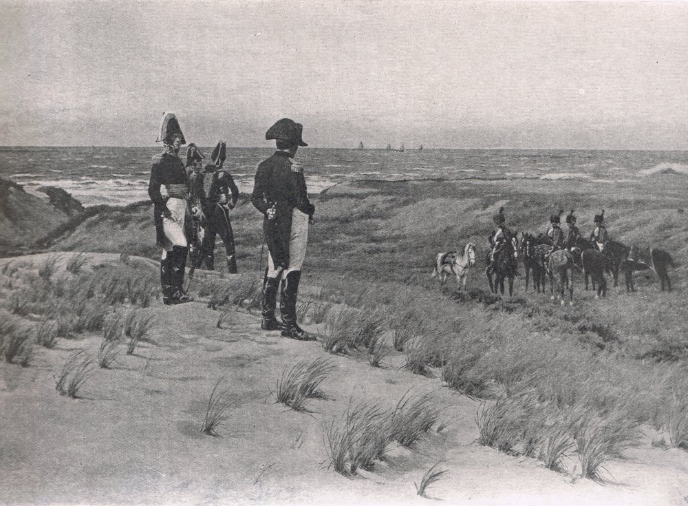 Napoleon Surveys the La Manche, ilustrace z 