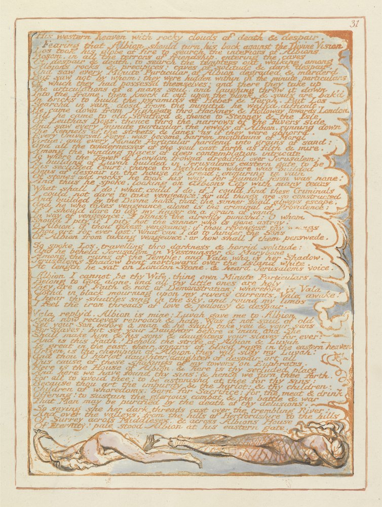 Jeruzalém, jeho západní nebe..., tabule 31, z díla Jeruzalém, emanace obra Albiona od Williama Blakea (1757-1827), 1804-1820 od William Blake