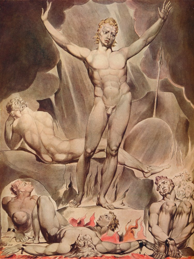 Satan probouzí vzpurné anděly, 1808 od William Blake