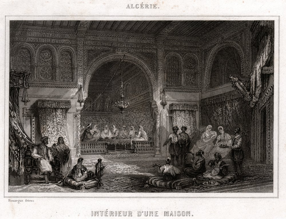 Interiér v Alžírsku, cca 1840 (rytina) od . .