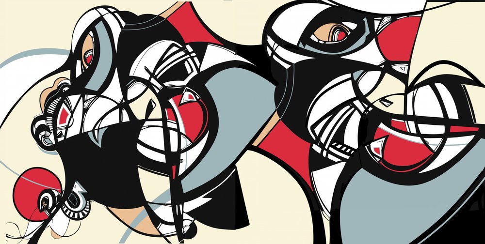 Abstraktní kubistické tváře od Alejandra Winkhaus