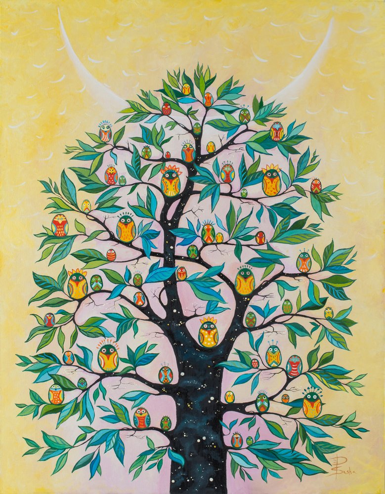 Strom s roztomilými sovami od Aleksandra Paranchenko