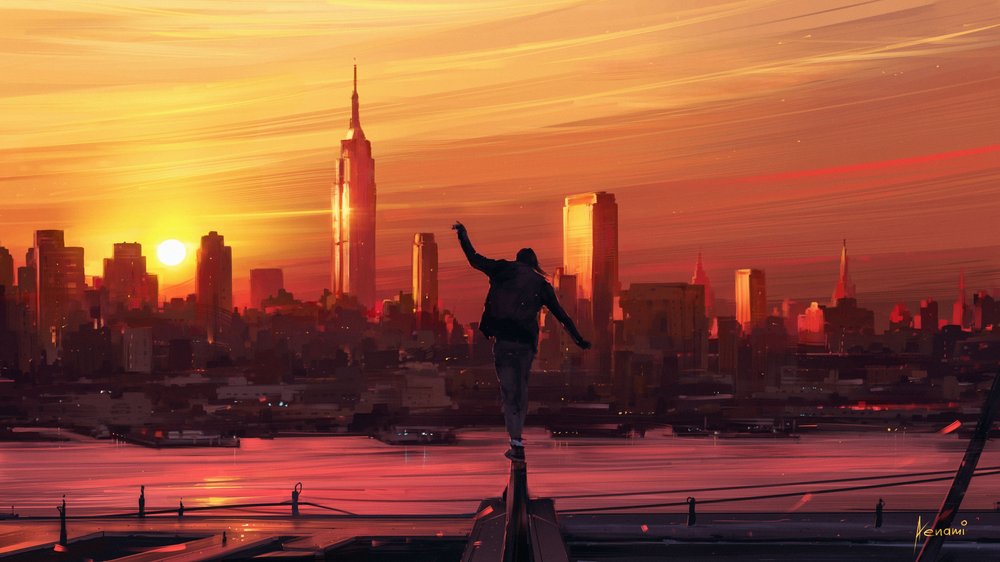 Západ slunce v Balancing City od Alena Aenami