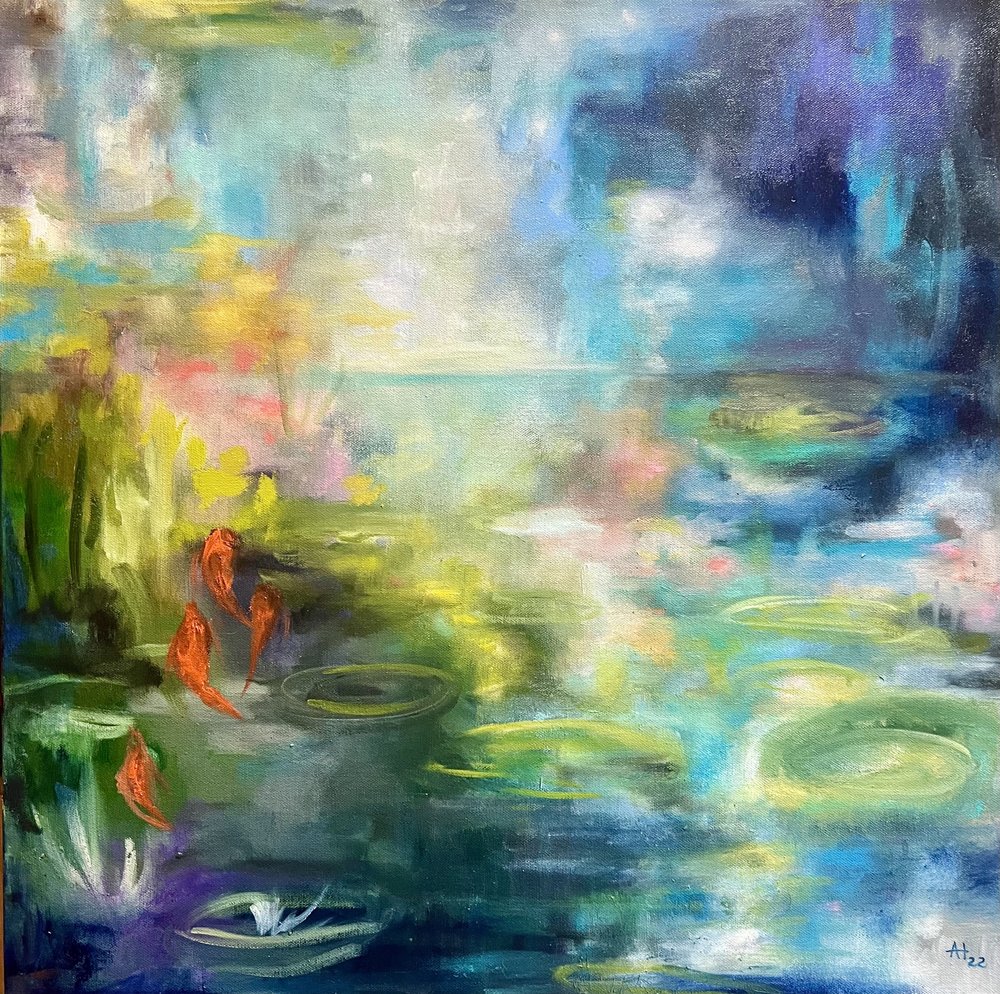 Odrazy v jezírku s koi od Alexandra Higgins