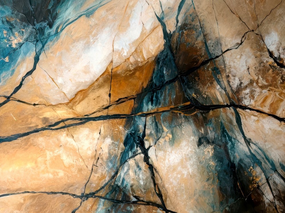 Abstraktní motiv v zemitých odstínech modré od Alpenglow Workshop