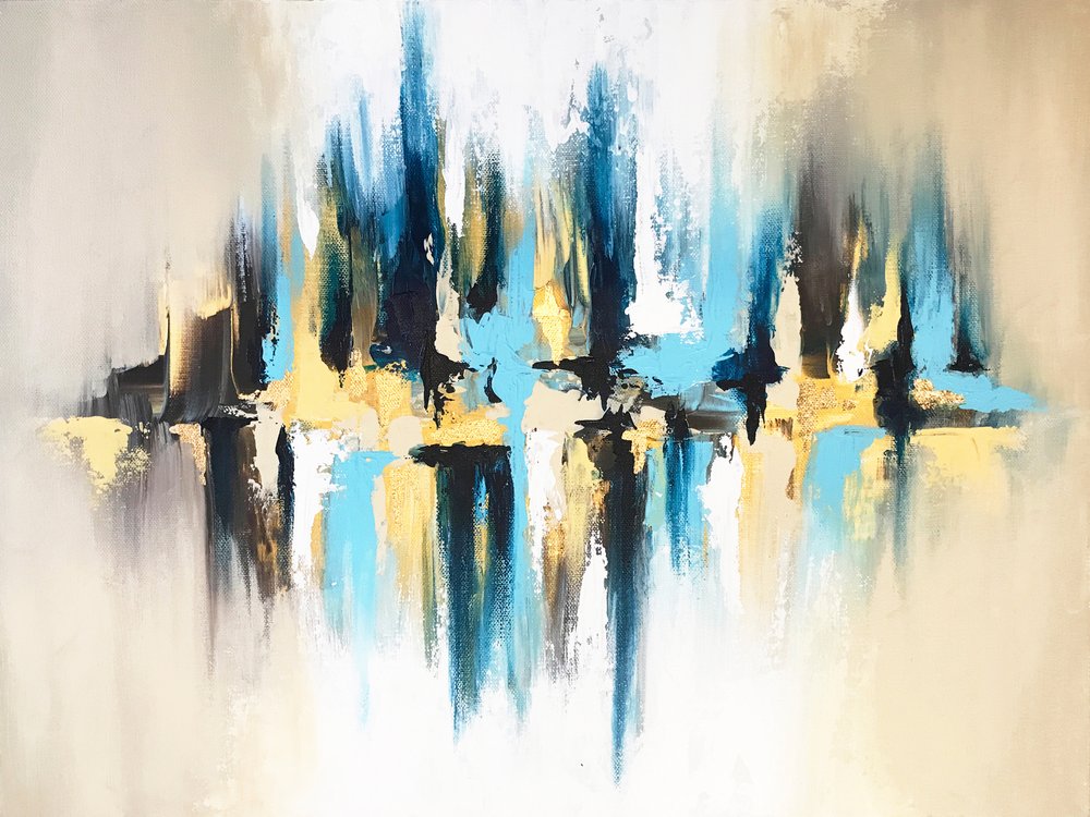 Abstrakt: Modrá a zlatá odraz od Alyson Storms
