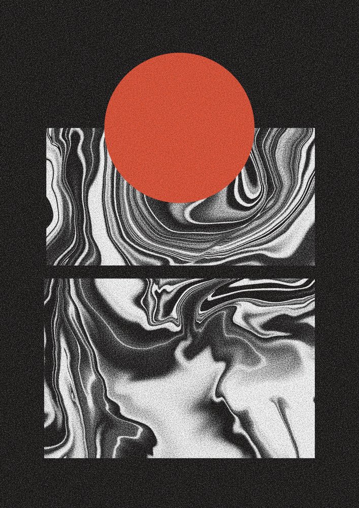 Červené slunce – mramorový proud od Amy Louise Baker