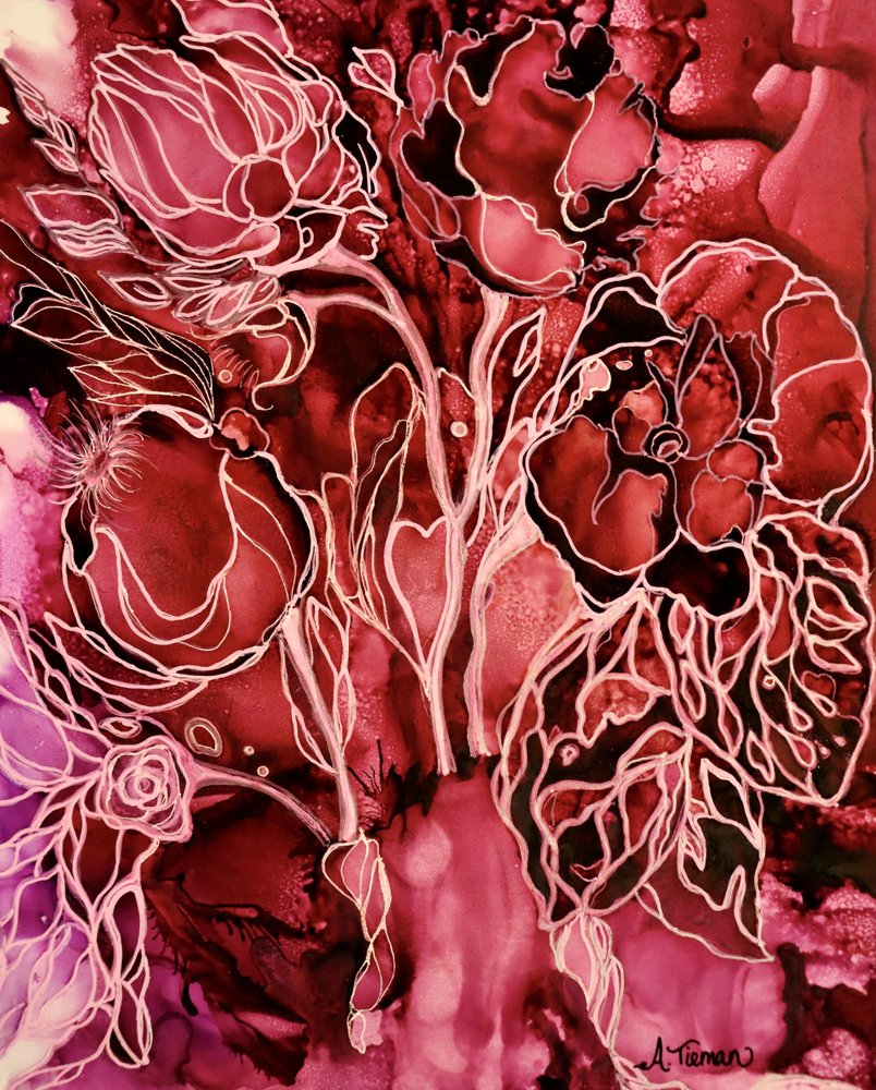 Karmínová květinová vlna od Amy Tieman