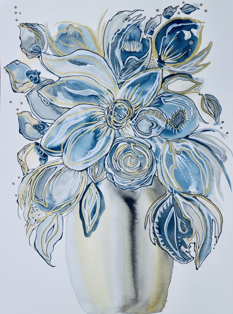 Indigo Gold Blooms od Amy Tieman