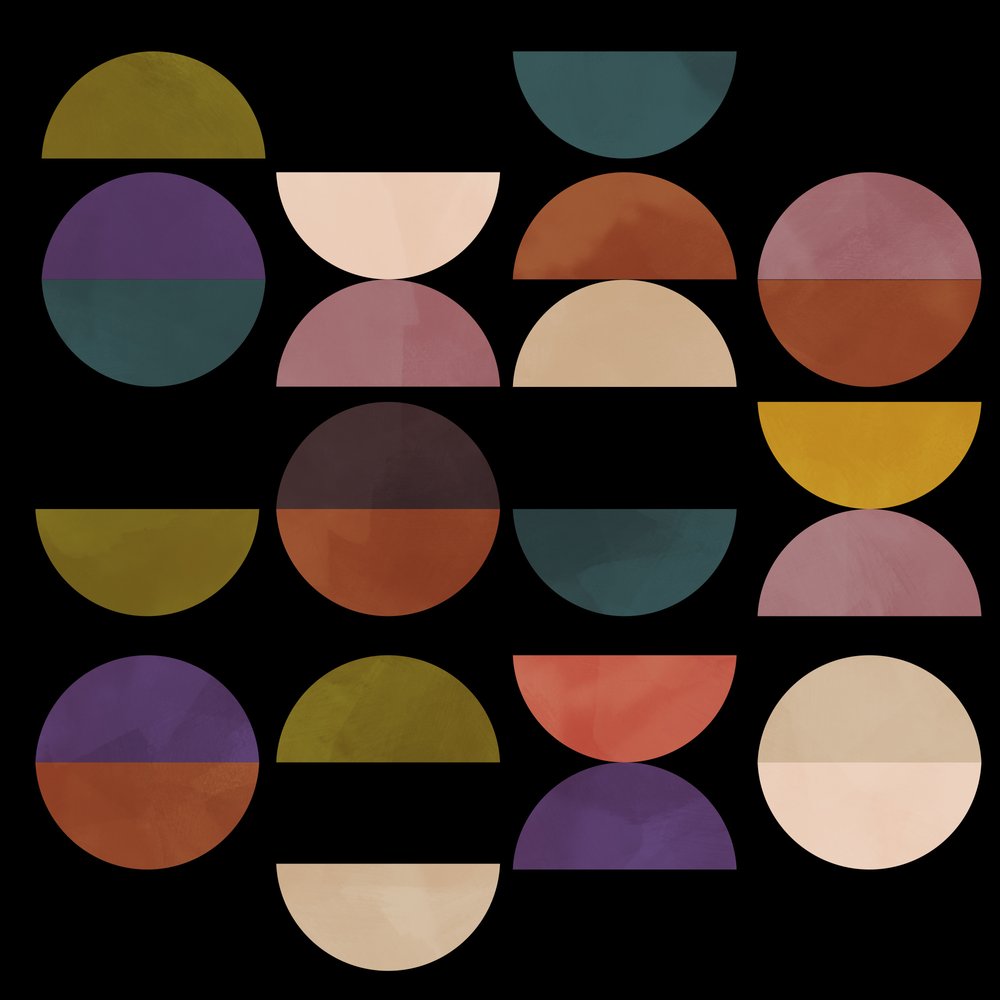 Středové kruhy, terakota, černá 1 od Ana Rut Bre