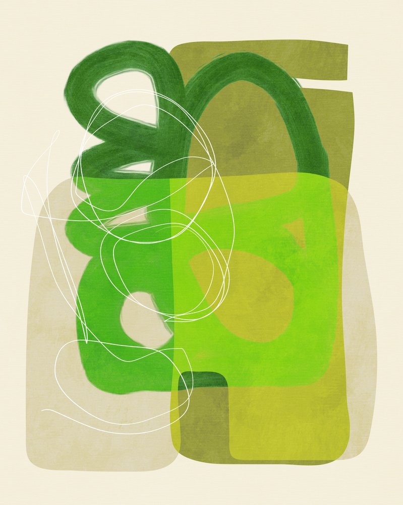 Malované čáry, zelená a hnědá, 4 kusy od Ana Rut Bre