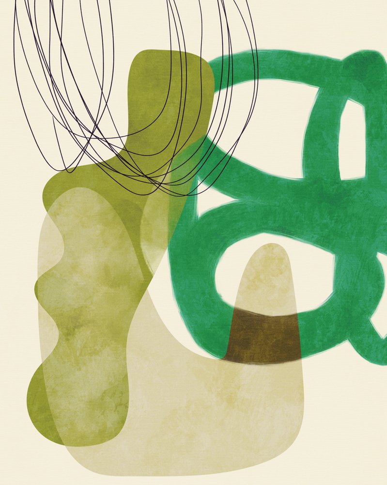 Malované čáry, zelená a hnědá, kopie od Ana Rut Bre
