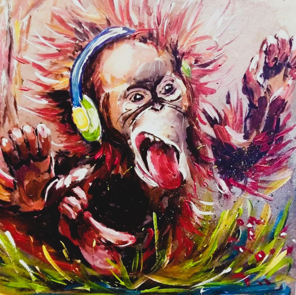 Energický hudební orangutan od Anda Bieza