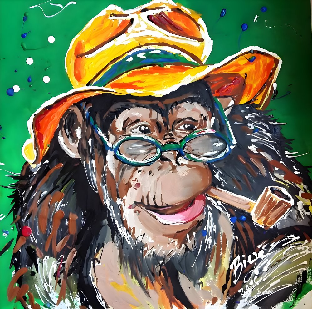 Postava chytrého šimpanze od Anda Bieza