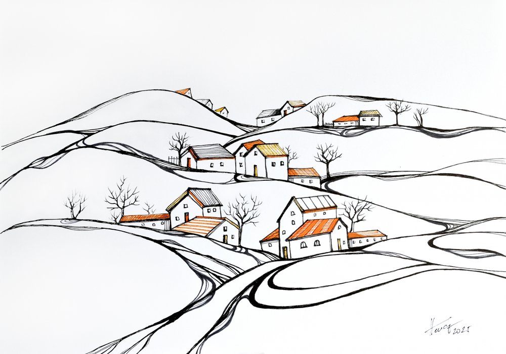 Zimní vesnička Hills od Aniko Hencz
