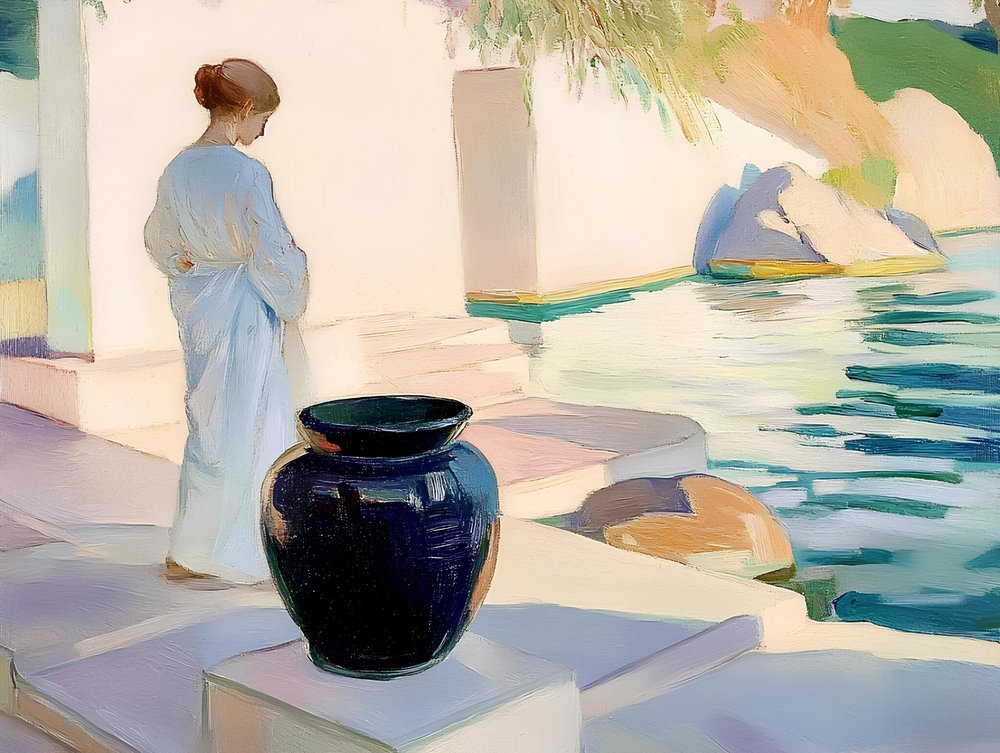Modrá váza „Serene Woman“ od Avanesova Elena