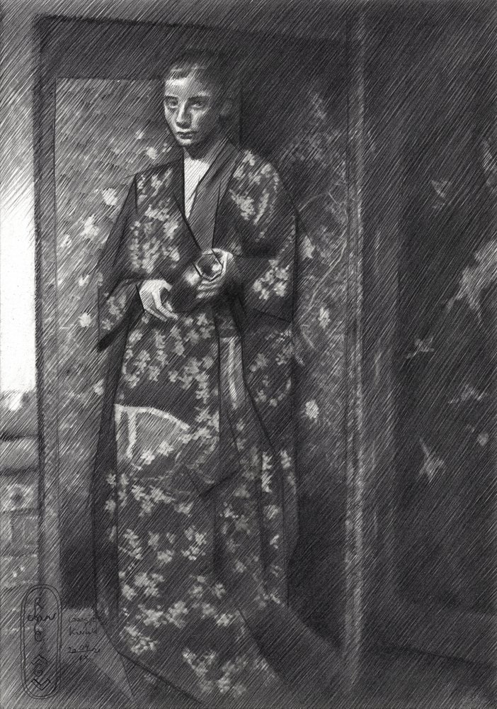 Elegantní žena v japonském kimonu od Corné Akkers