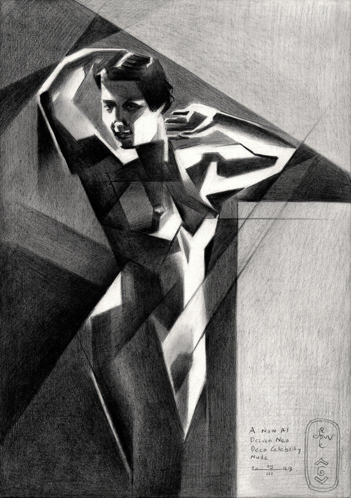 Geometrický ženský akt od Corné Akkers