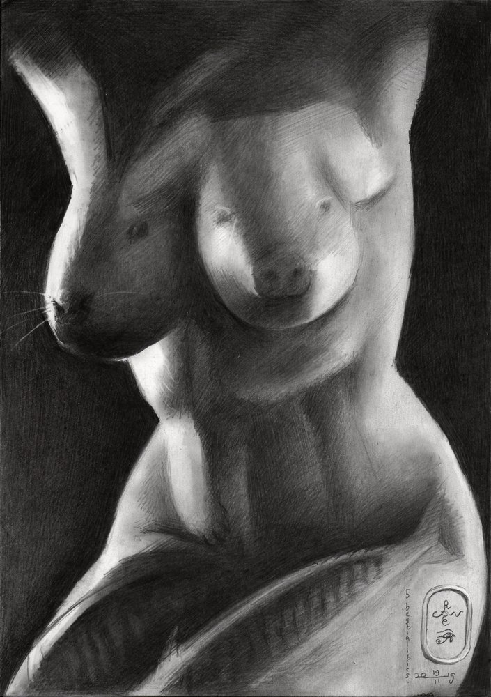 Surrealistická hybridní ženská postava od Corné Akkers