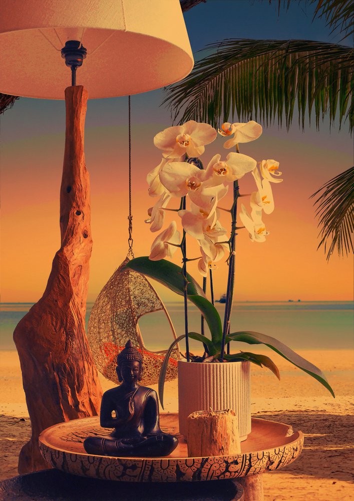 Orchidej, Buddha, pláž a západ slunce od CosmoZach