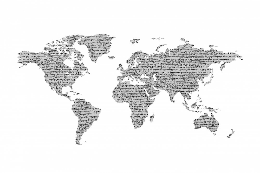 Typografická mapa světa od Danushka Abeygoda