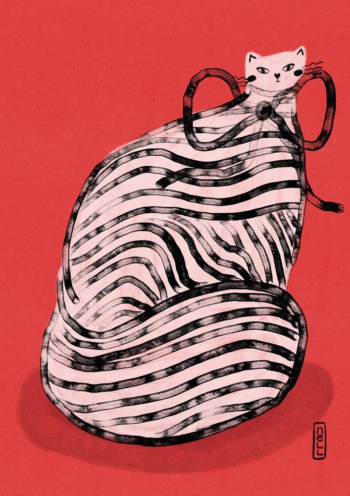 Roztomilá kočka s červenými pruhy od Dirkie Nell