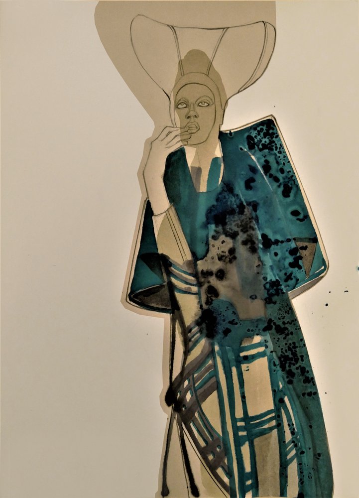 Elegantní módní figurka v barvě tyrkysové od Doris Schmitz