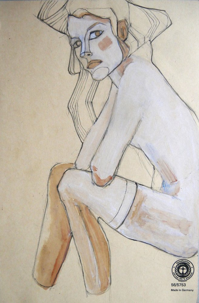 Ilustrace zamyšlené ženy od Doris Schmitz