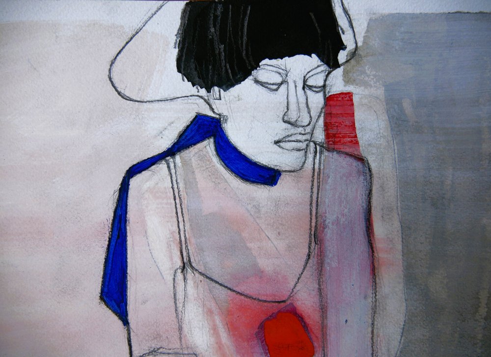 Zamyšlená žena – odraz od Doris Schmitz