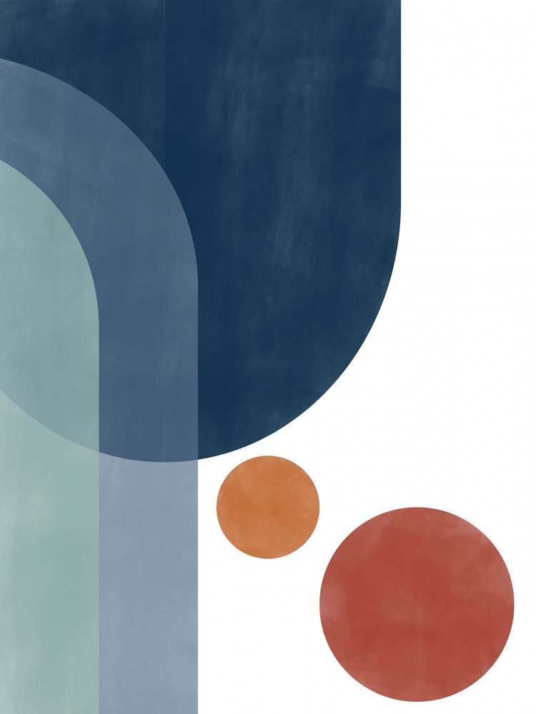 Geometrická modro-oranžová abstrakce od Elena Ristova