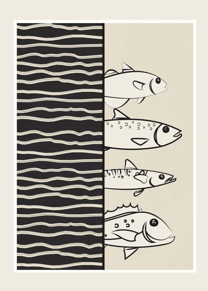 Grafika plavající ryby od Flow Line