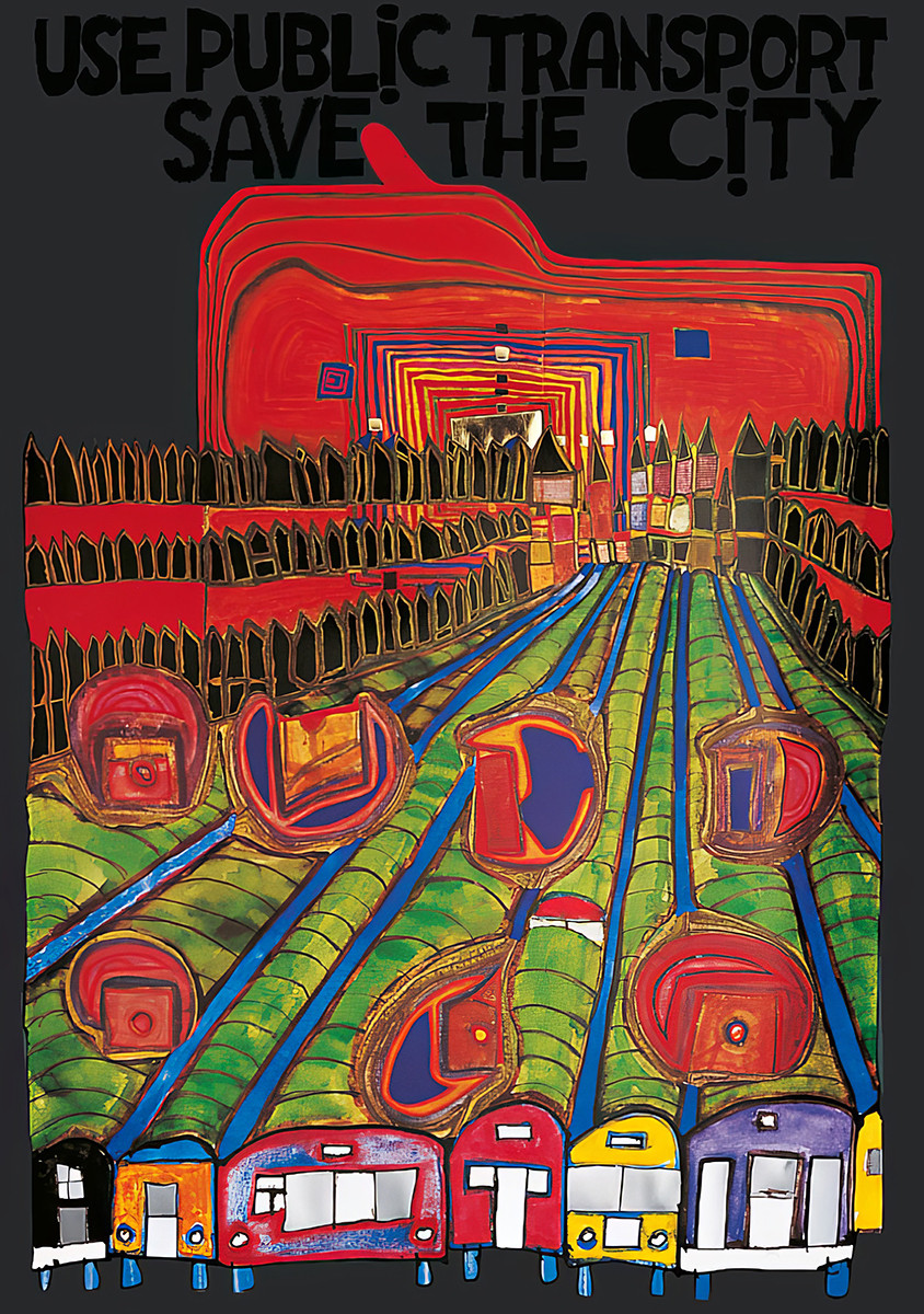 Používejte veřejnou dopravu – zachraňte město od Friedensreich Hundertwasser