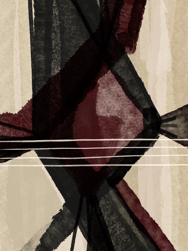 Abstraktní geometrie v kaštanově hnědé barvě od Gemma Bardot