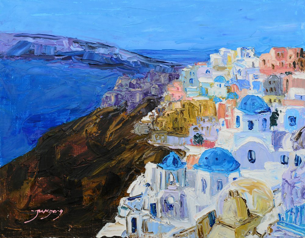 Modré kopule na Santorini od Jukyong Park