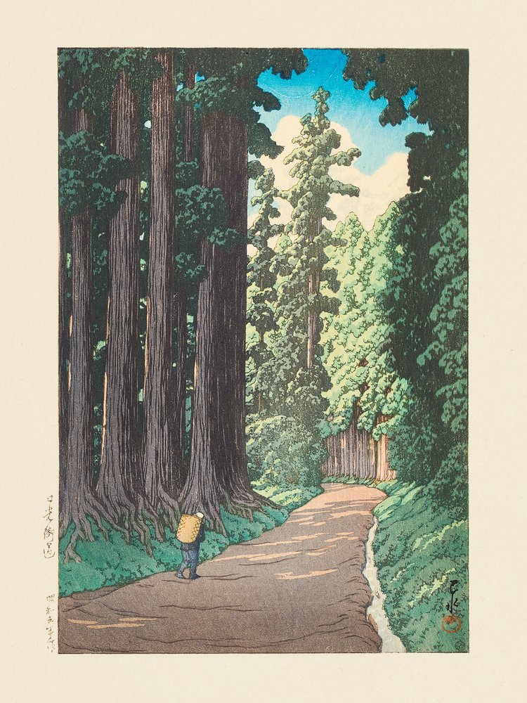 Nikko Gaido (Cesta do Nikka) (1930) od Kawase Hasui