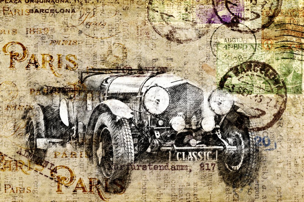 Starožitné auto od Lembayung senja studio [Vintage Poster]