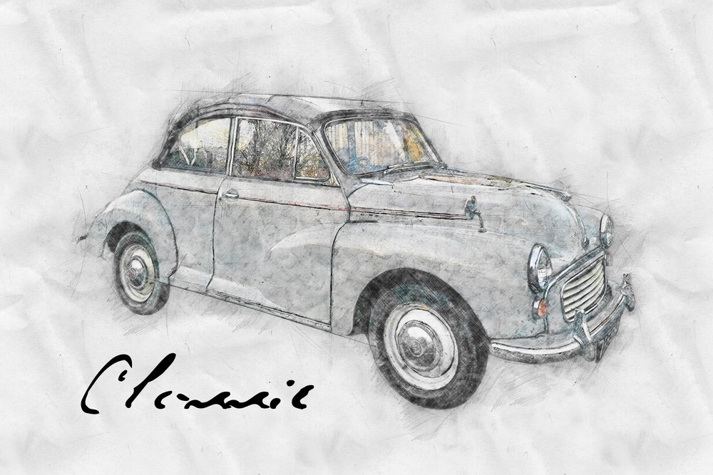 Kresba klasického automobilu od Lembayung senja studio [Vintage Poster]