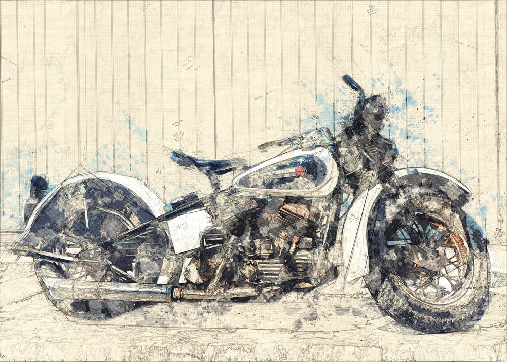 Umění klasických motocyklů od Lembayung senja studio [Vintage Poster]