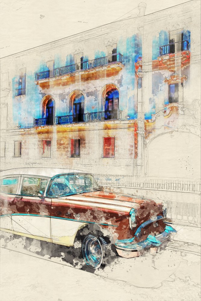 Náčrt klasického vozu Havana od Lembayung senja studio [Vintage Poster]