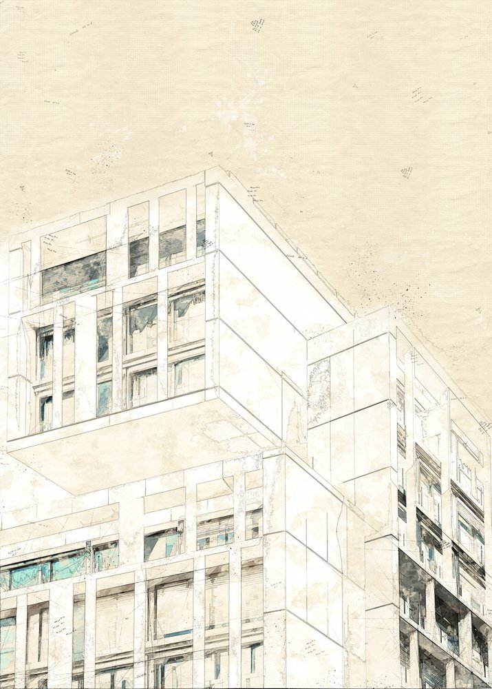 Moderní architektonický návrh od Lembayung senja studio [Vintage Poster]