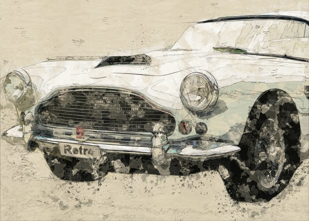 Nákres retro klasického automobilu od Lembayung senja studio [Vintage Poster]
