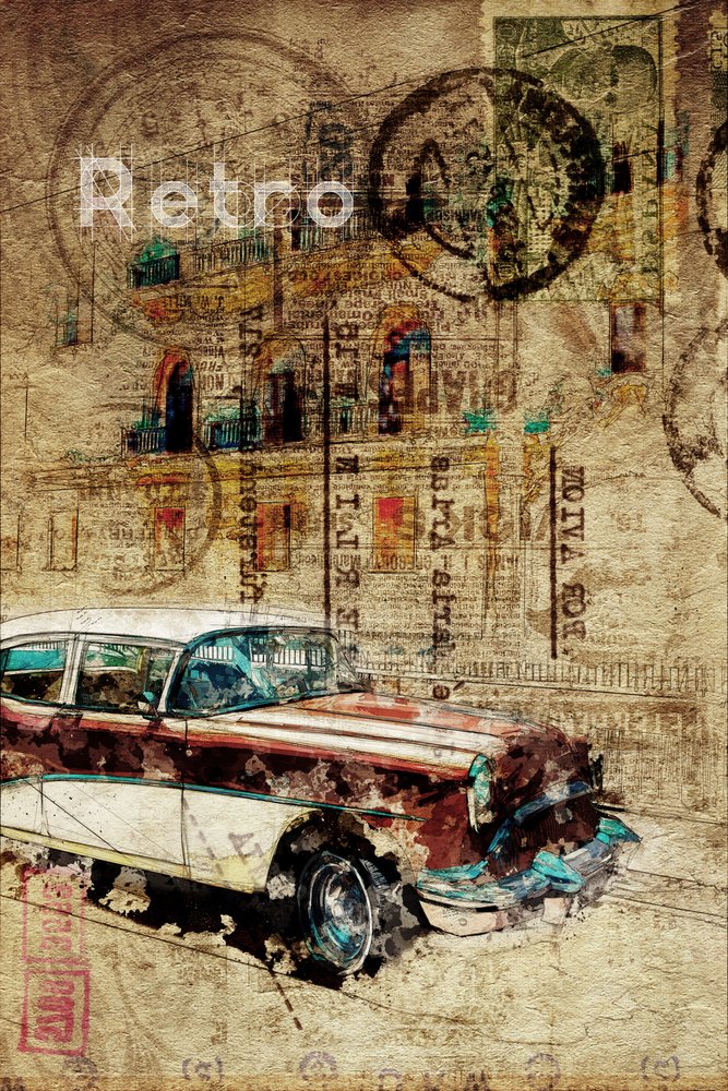Rezavé retro městské auto od Lembayung senja studio [Vintage Poster]