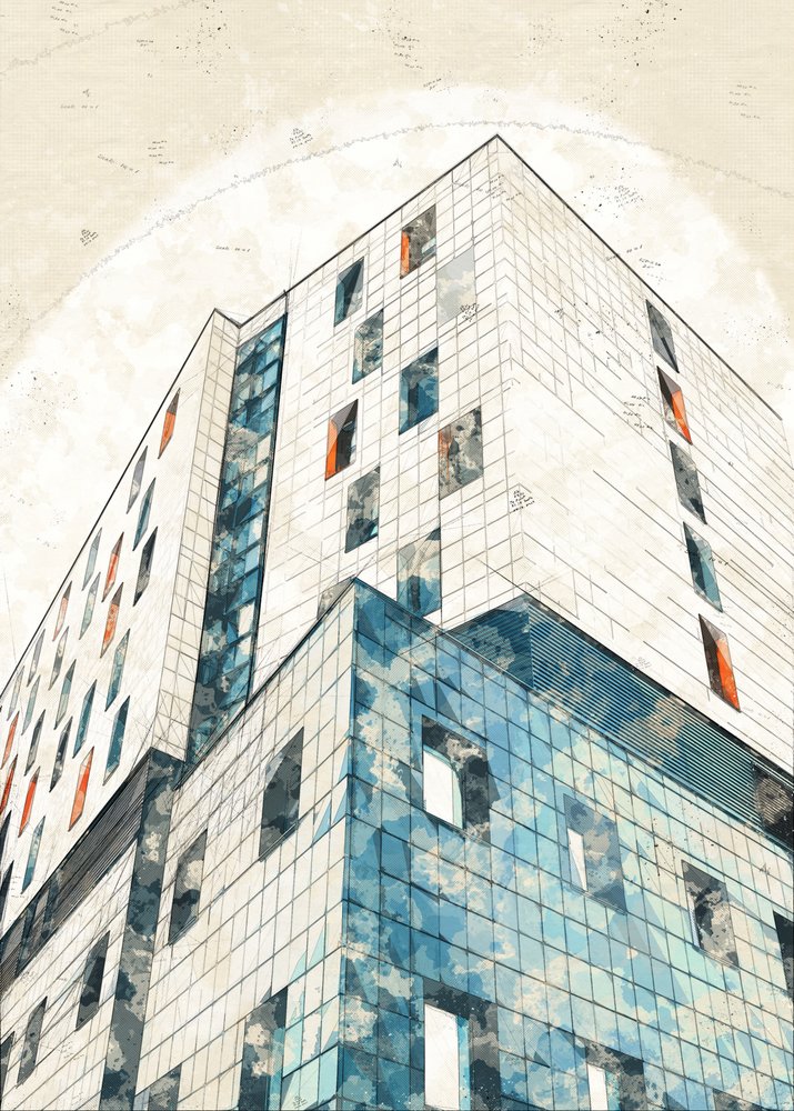 Skica městské architektury od Lembayung senja studio [Vintage Poster]