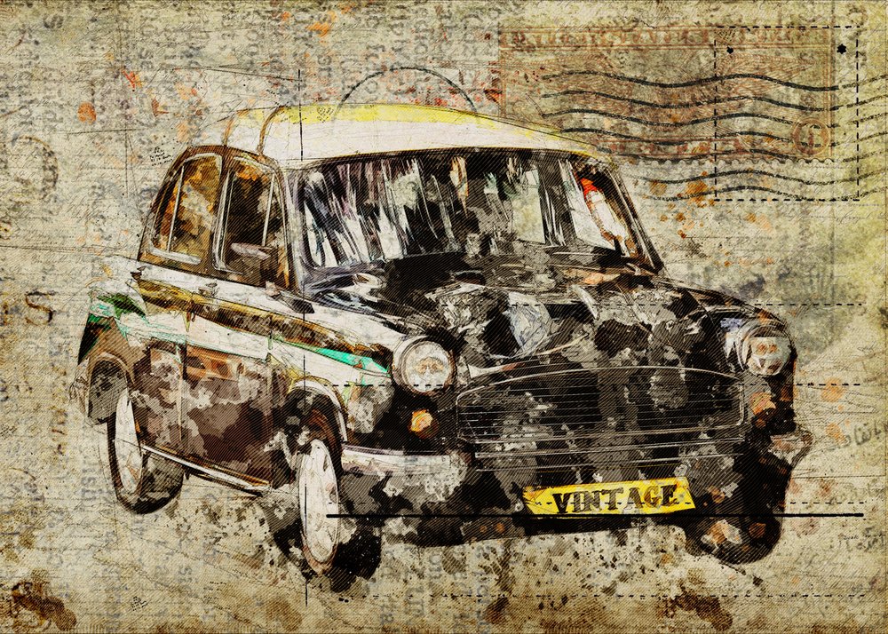 Retro indické taxi od Lembayung senja studio [Vintage Poster]