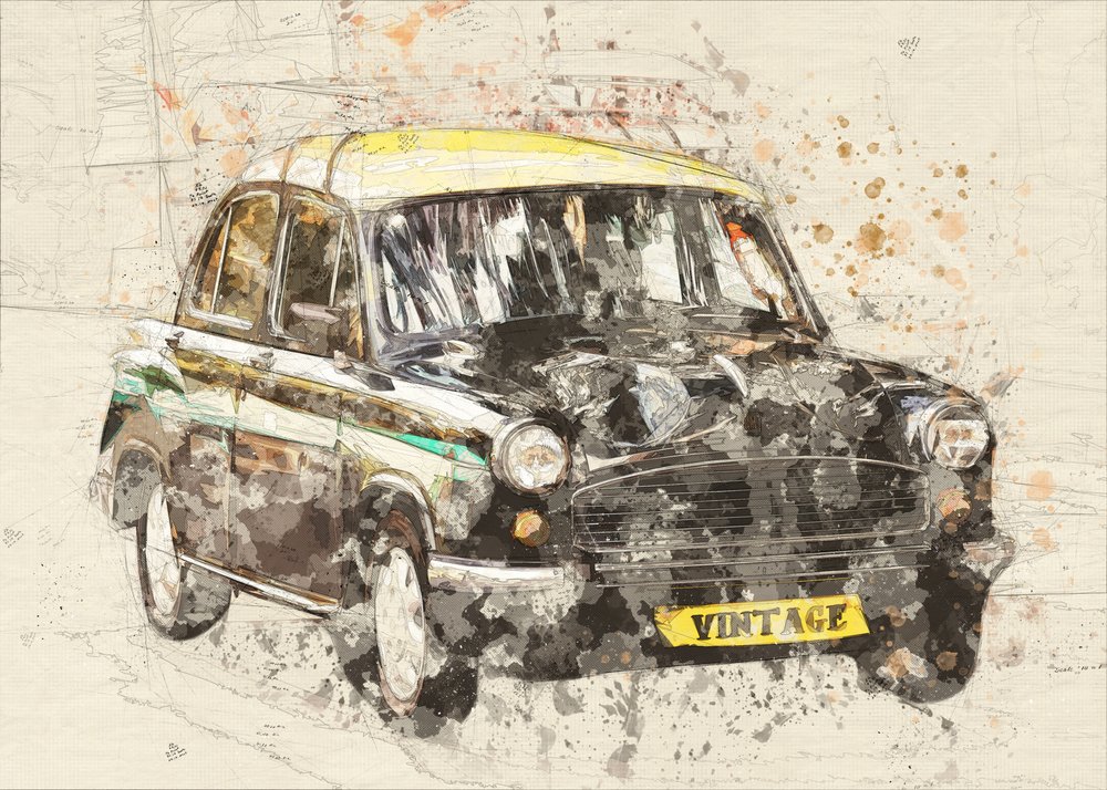 Vintage Taxi Art od Lembayung senja studio [Vintage Poster]