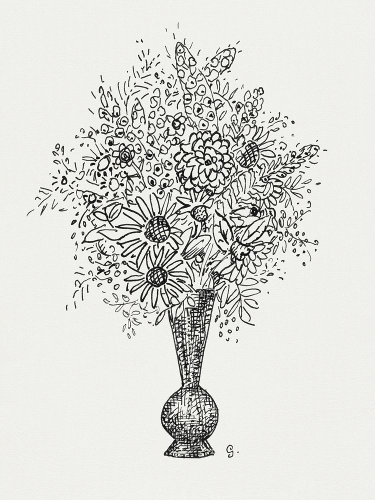 Květinová váza (cca 1891–1941) – kresba ve vysokém rozlišení od Lea Gestela. od Leo Gestel