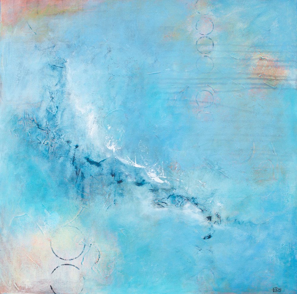 Abstrakt v odstínu Fluid Blue od Lillian Christiansson