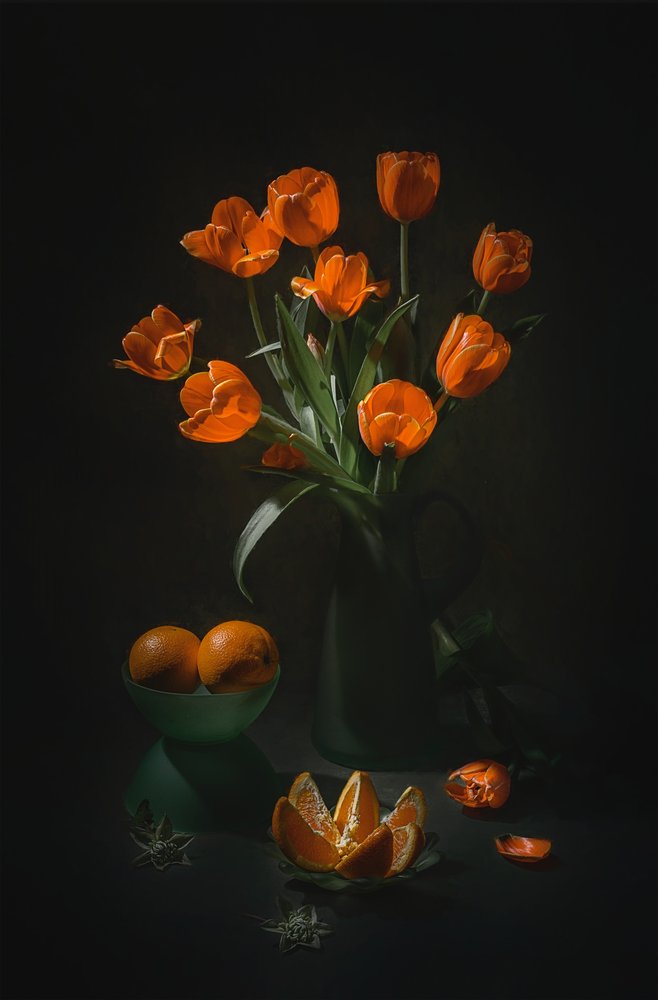 Zátiší s oranžovými tulipány od Lydia Jacobs